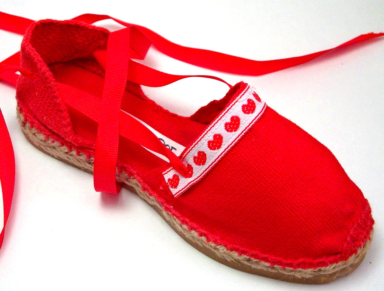 E-11 - Red Espadrilles with Heart Laces